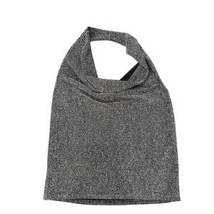 Express Silver Sparkly Halter Neck Top Size S Cocktail Dressy NWT